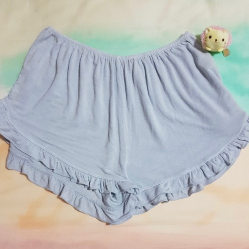 Brandy Melville ruffle shorts/ blue grey color
